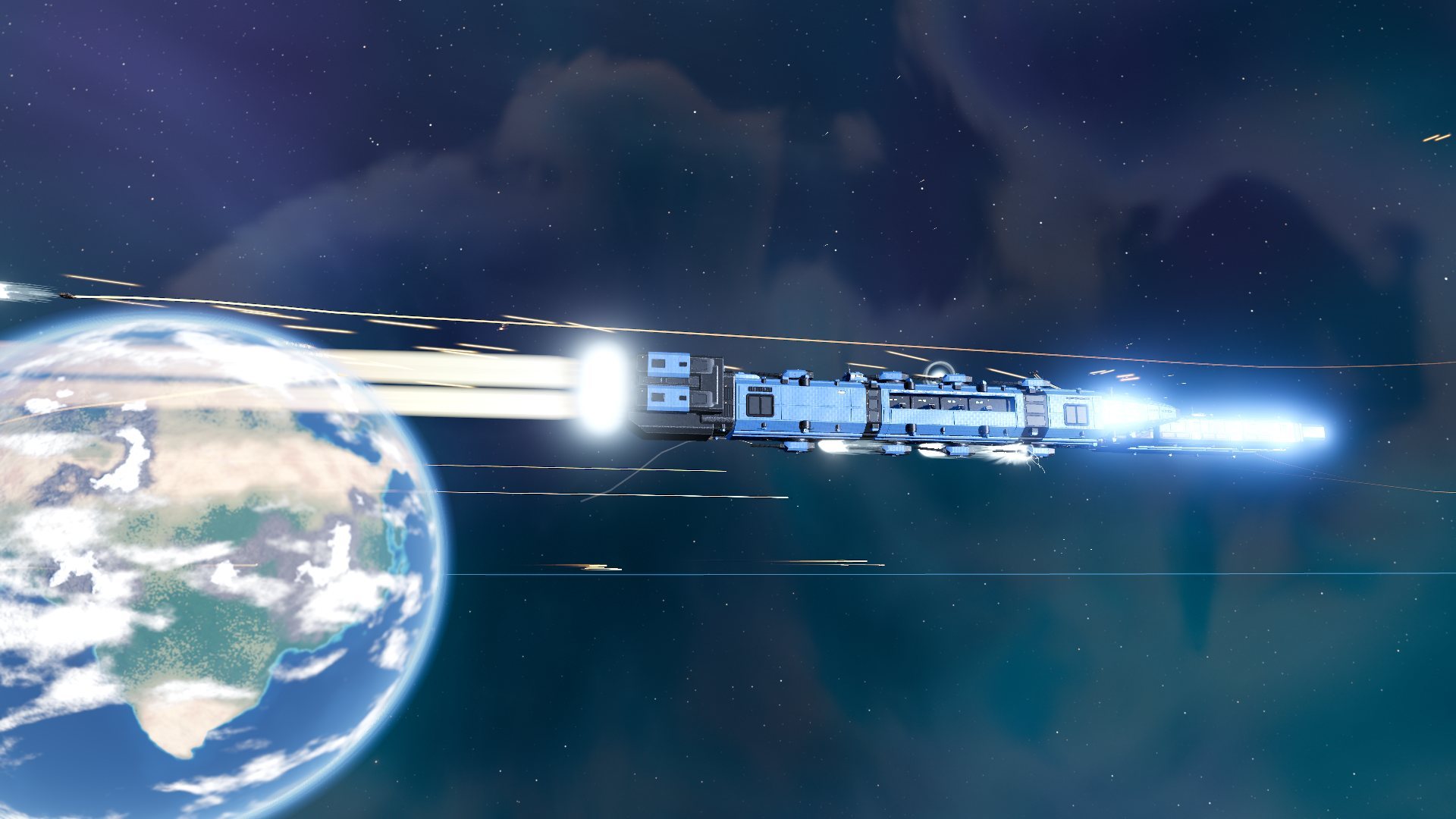 A Dominion Battleship draws the enemy's guns.