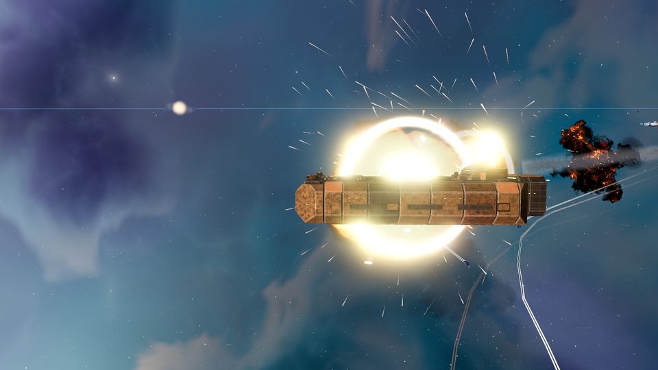 A Marauder hull takes a direct hit.