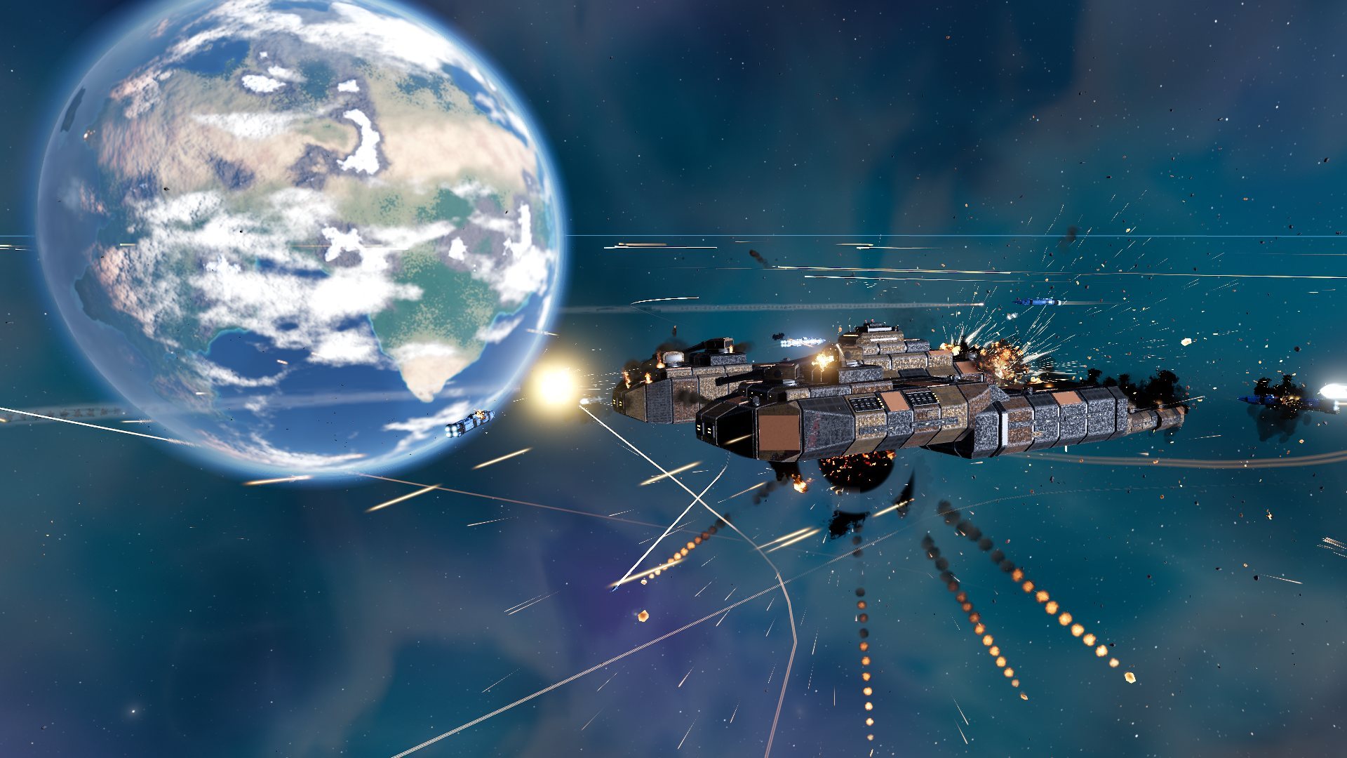 The Marauder horde flagship turns its gun bastions on the line.
