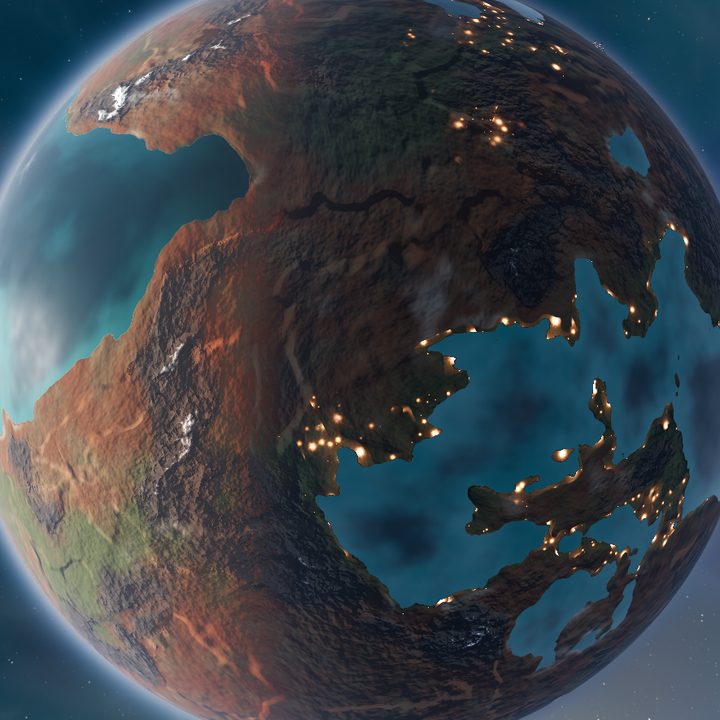Arid world, rendered in the game