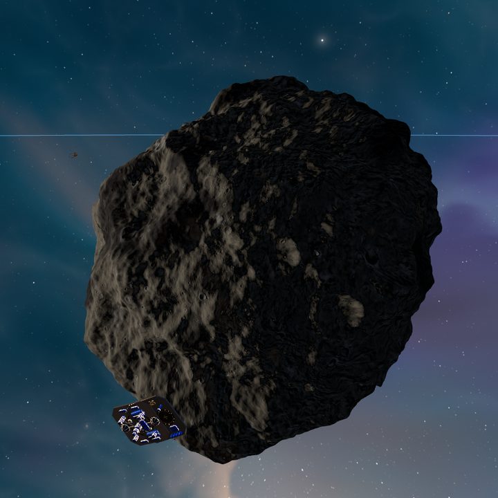 Asteroid world, rendered in the game