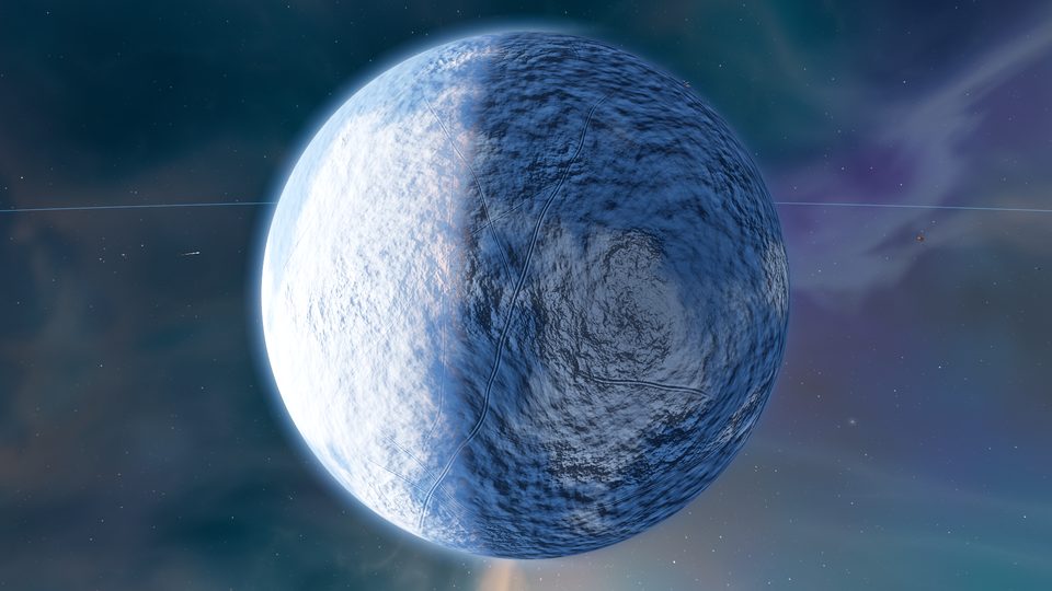 Ice from pole to pole over a buried ocean.