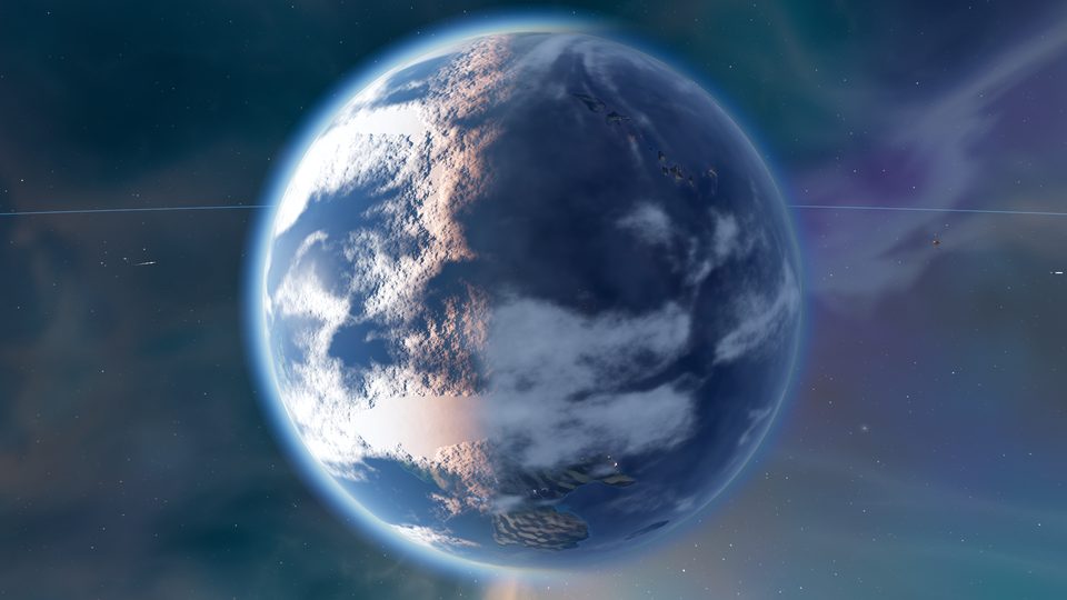 One planet-wide sea under endless storms.